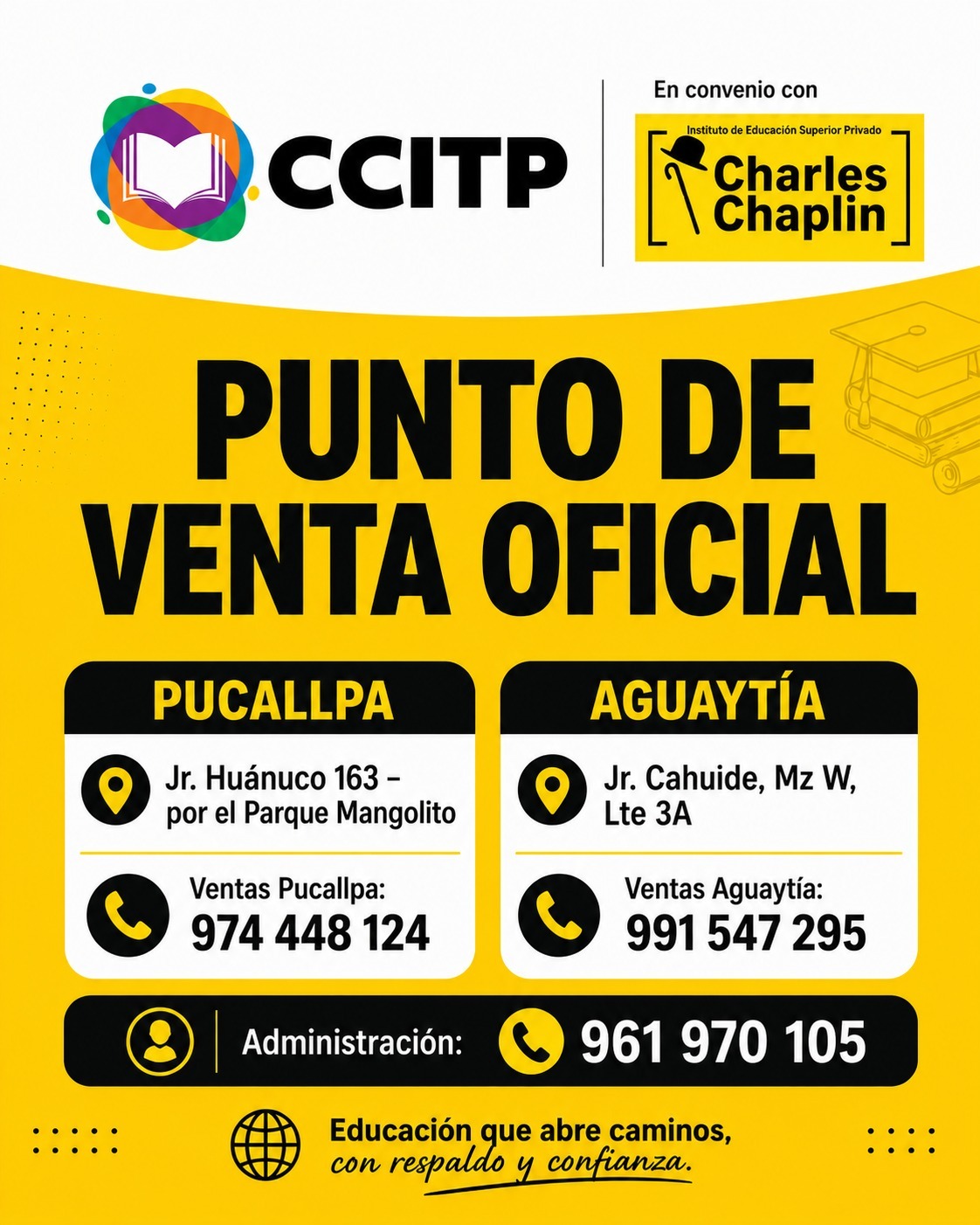 Flyer informativo del Instituto Charles Chaplin